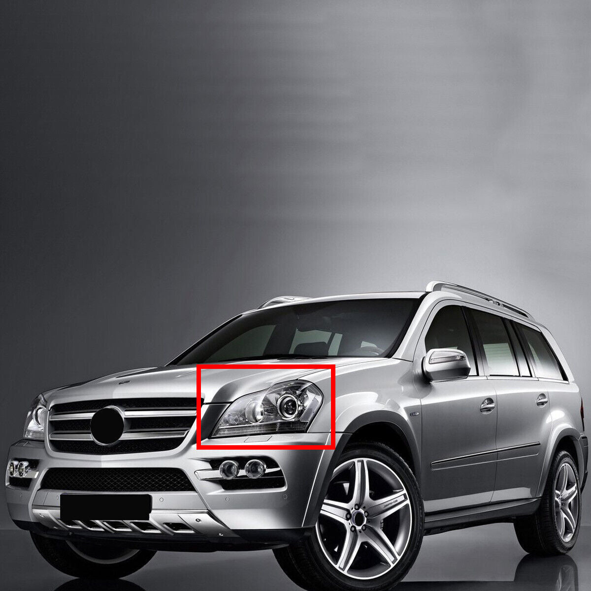 1-piece set suitable for Mercedes-Benz GL350 GL450 2007-2012 08 headlight lens housing protective cover, transparent left side, USA.