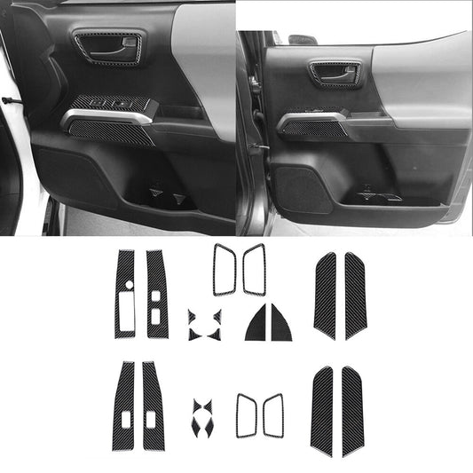 22X Carbon Fiber Door Control Kit Cover Trim for Toyota Tacoma 2016-2021