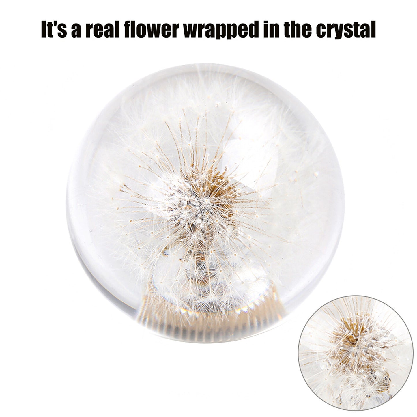 Universal Manual Gear Shift Knob Head Round Ball Crystal Real Flower Replacement