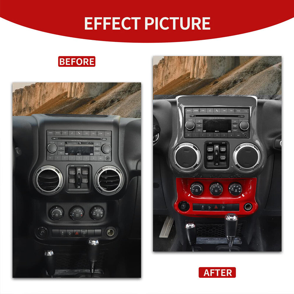 Red Air Conditioning Switch Panel Cover Trim for Jeep for Wrangler JK 2011-2017