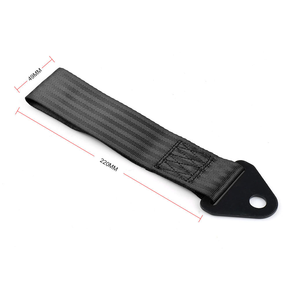 High Strength Racing Tow Strap Set for Front Rear Bumper Towing Hook Black