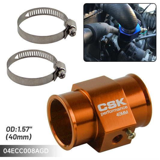 40MM 1.57 Water Temp Gauge Radiator Sensor Adaptor Attachment Aluminum Gold