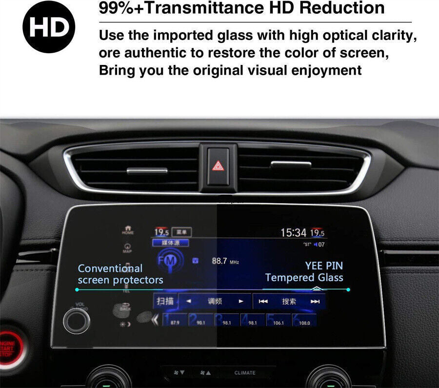 8 Car GPS Display Tempered Glass Clear Screen Protector for Honda for CR-V 2018-21