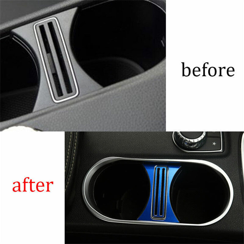 Alloy Blue Central Water Cup Holder Trim for Benz A GLA CLA Class W176 2013-2019