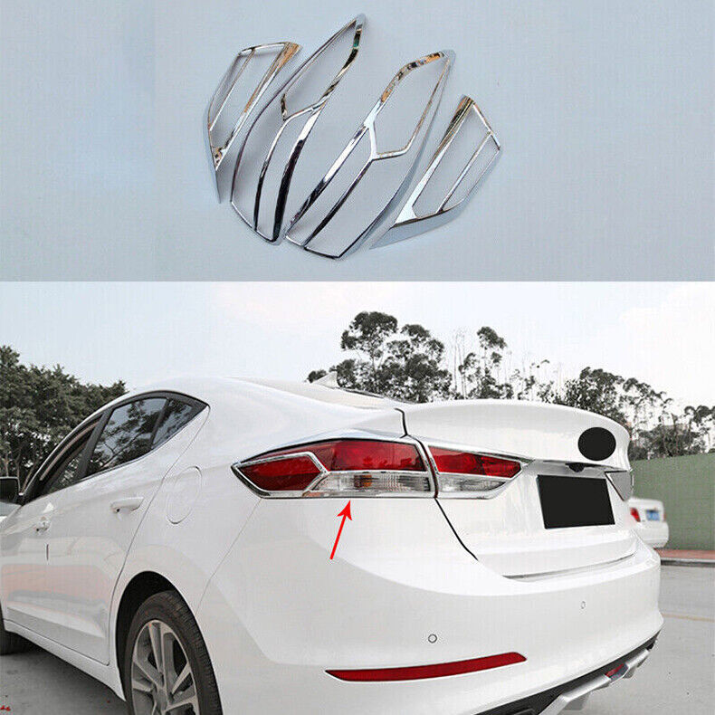 4x for Hyundai for Elantra 2017-2018 Chrome ABS Rear Tail Light Frame Cover Trim Set