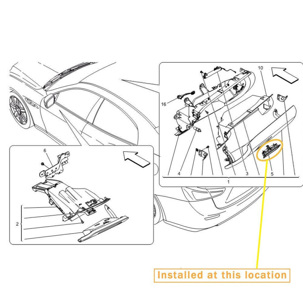 Suitable for Maserati Ghibli 14-20 glove box drawer handle. Equipment Manufacturer : 673002687