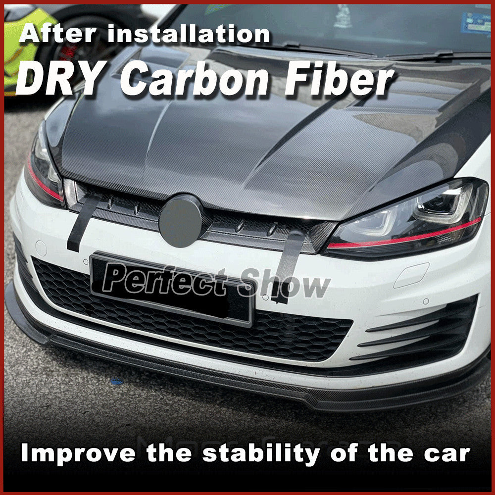 for VW for Golf 7 MK7 VII GTI R 14-17 Dry Carbon Front Hood Grille Grill Cover Trims