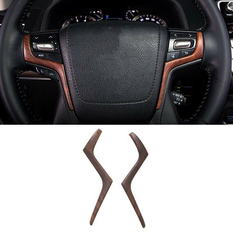 Wood Grain 2X Car Steering Wheel Decor Cover Trim for Toyota Prado Fj150 2018-21