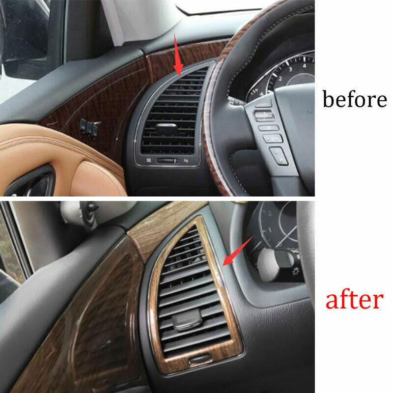 LR AC Air Outlet Vent Cover Trim Fit for Nissan Armada Y62 2017-2020 Wood Grain