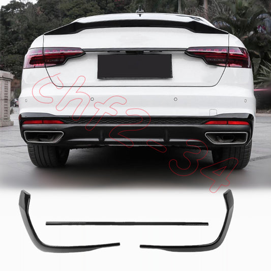 for Audi A4 S4 2020-23 ABS Piano Black Rear Bumper Strip Protector Cover Trim 3x