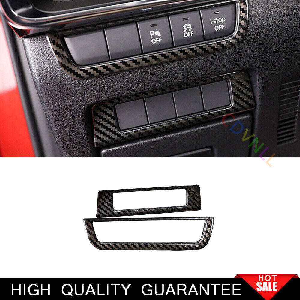 for Mazda 3 Axela 20-21 Carbon Fiber Steel Headlight Switch Button Frame Trim