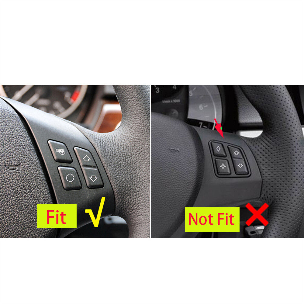 2¡ÁCarbon Fiber Steering Wheel Button Trim for BMW 3 Series E90 E92 E93 2005-2012