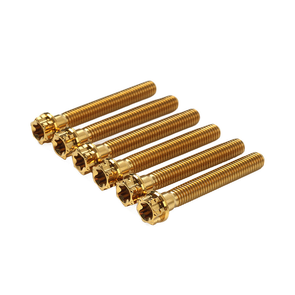 6pcs Bolts Torx Head Flange Screws M10x60mm Gold For Motorcycle Bike