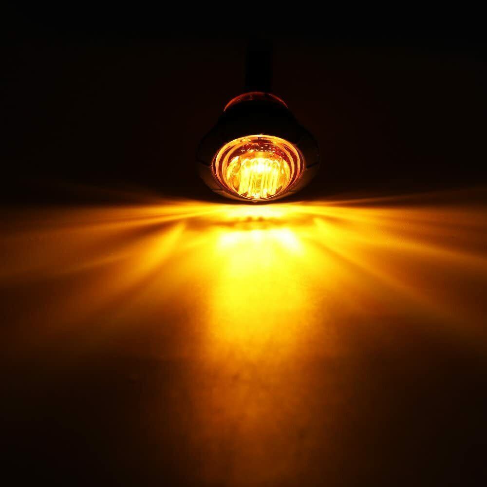 10-200x 12v Bullet Round Amber LED Side Marker Lights for Car Trailer Truck Boat