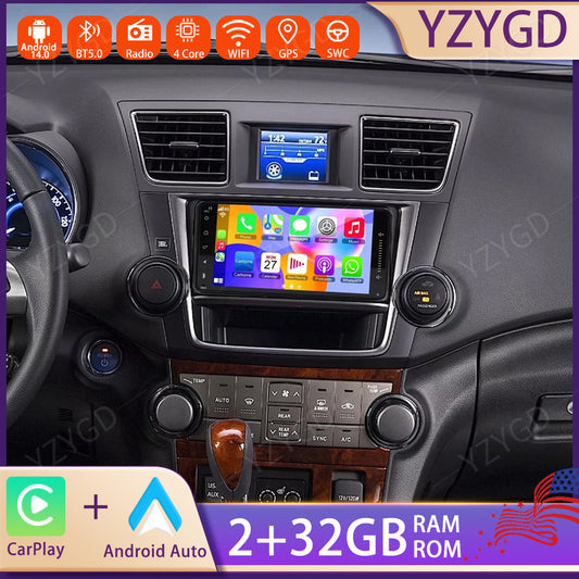 7 Android 14 Carplay for Toyota Highlander 2008-2013 Car Stereo Radio GPS Navi