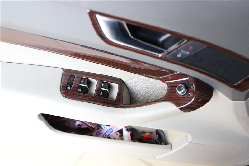 Car Inner Door Handle Cover Decoration Trim Fit for Audi A6L 2005-2011 Red Wood