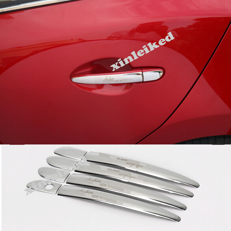 Silver Steel Exterior Side Door Handle Cover Trims for Mazda 3 Axela 2017-2018