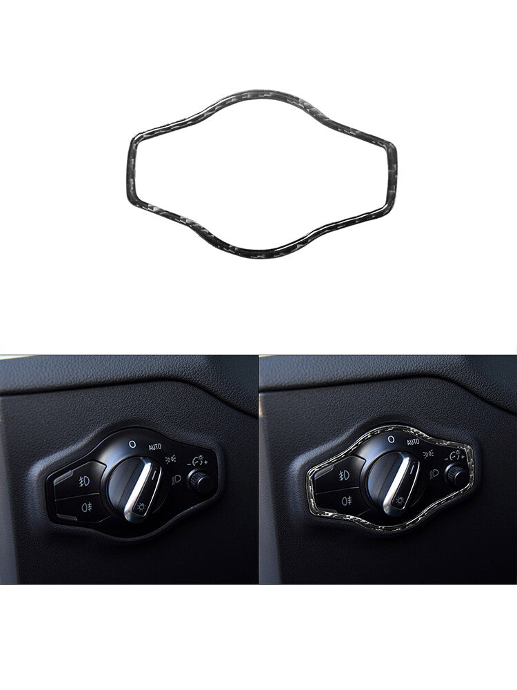 Headlight Control Knob Frame Trim Cover Decor Carbon Fiber for Audi Q5 2009-2017