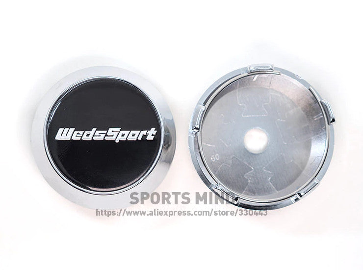 4x60mm Weds Sport logo badge, wheel center cap, hubcap badge, black chrome TE37