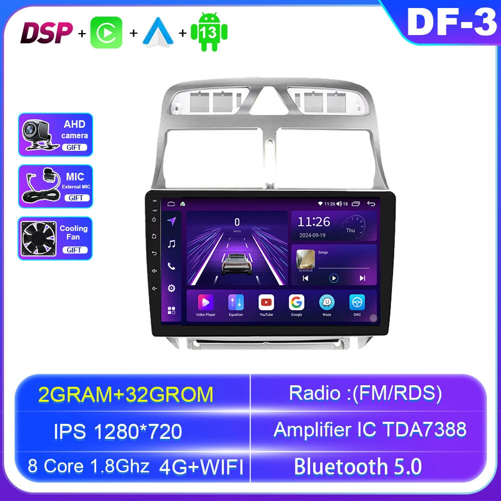 for Peugeot 307 SW 307CC 307SW Android Auto CarPlay Car Radio GPS Player Screen