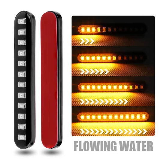 2X Sequential Flowing Motorcycle LED Strip Turn Signal Amber Light Tail Blinker
