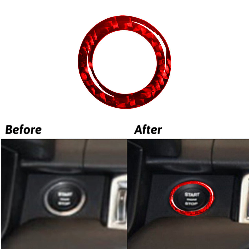 Red Carbon Fiber Ignition Button Cover Trim For Land for Range Rover Sport 2014-2017