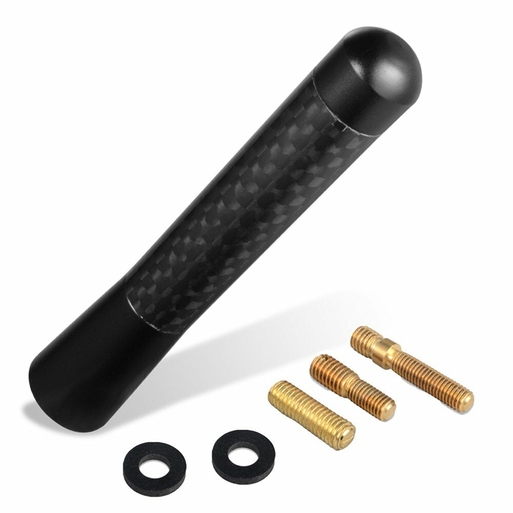 3 INCH BLACK CARBON FIBER SHORT ANTENNA AM/FM RADIO AERIAL WHIP JDM STYLE