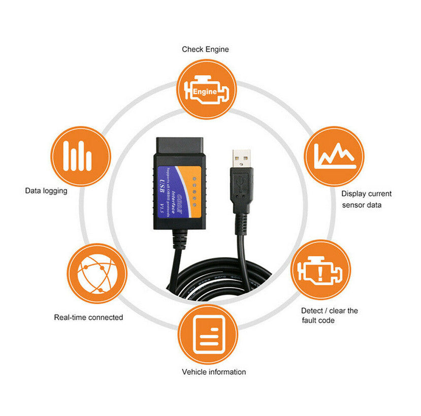 ELM327 USB Car Diagnostic Tool OBD2 Scanner Code Reader Engine Fault for Chevy