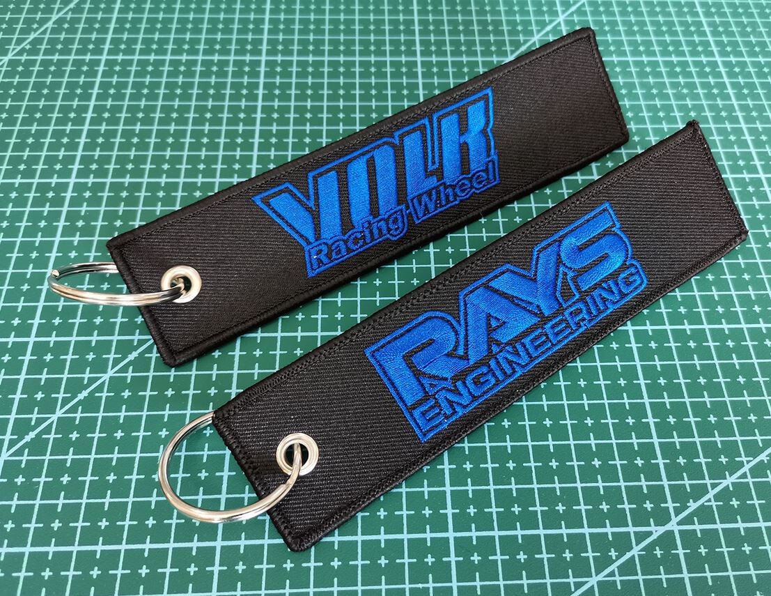 Car keychain/key ring embroidered nylon car accessories, black, suitable for Toyota .