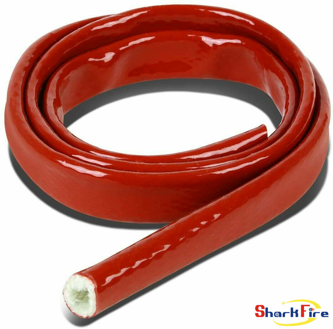3/4-inch ID x 3-foot long silicone-coated fiberglass thermal and fireproof cover, red