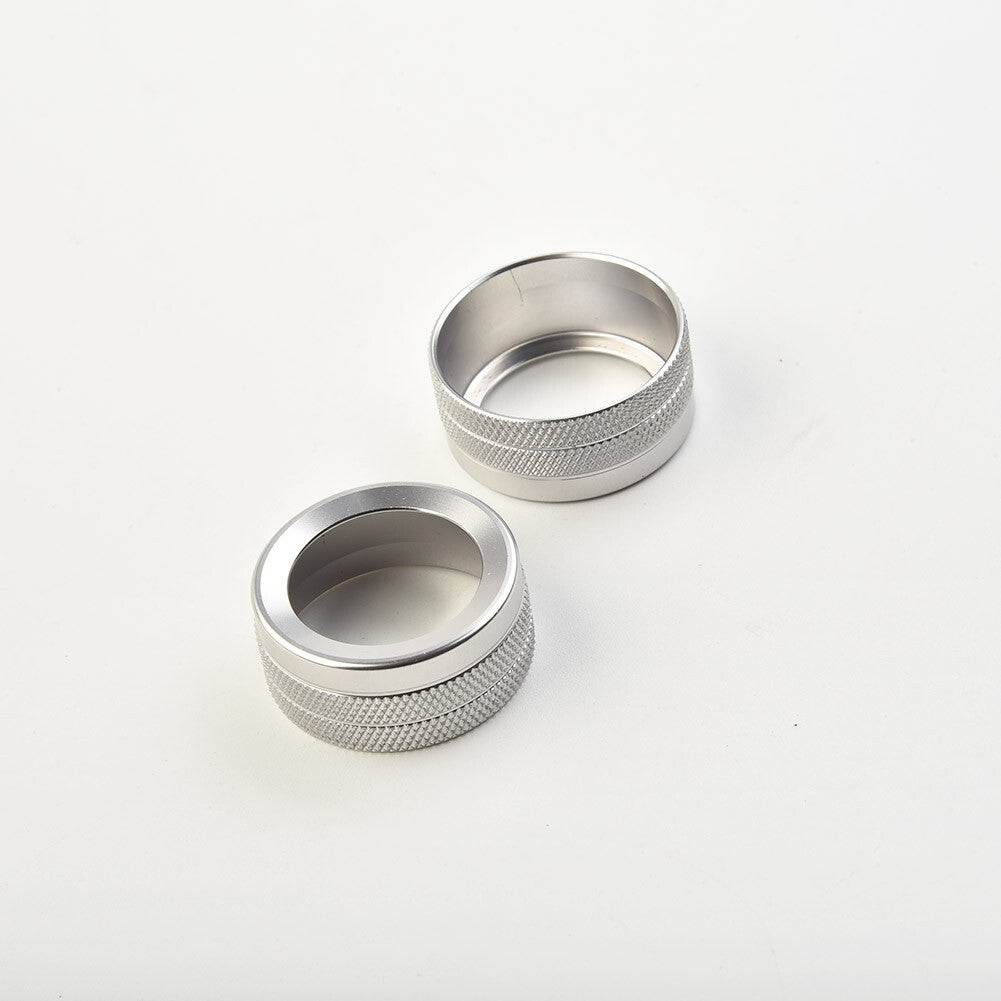 2x Silver Car Volume Radio Knob Covers Set Kit For 911 for Macan 718 for Porsche