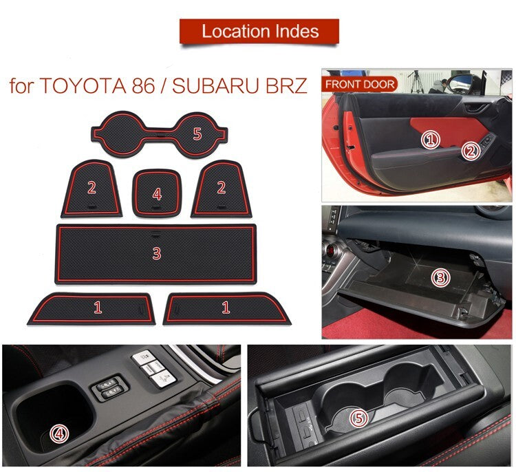 for Toyota GR86 for Subaru BRZ 2022 Anti-Slip Gate Slot Cup Mat Door Groove Black