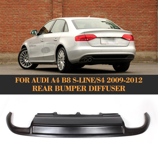 Rear Bumper Diffuser Dual Exhaust for Audi A4 B8 S-Line S4 Sline Lip Sedan 09-12