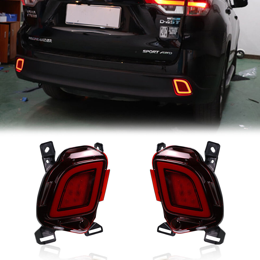 for Toyota Highlander 2014 2015-2019 LED Rear Light Bumper Lamp Reflector Brake