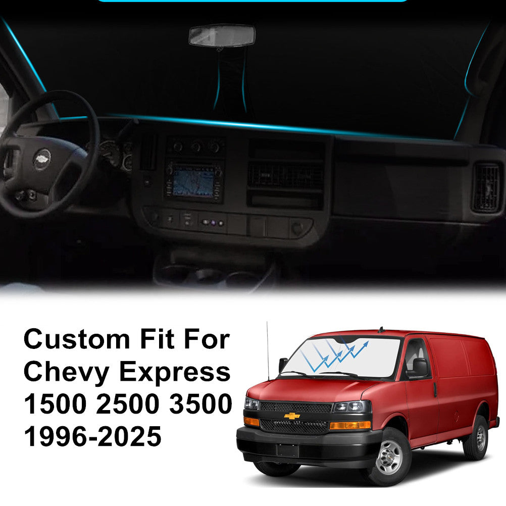 Custom Fit 1996-2025 for Chevy Express Van Front Windshield Sun Shade UV Block Cover