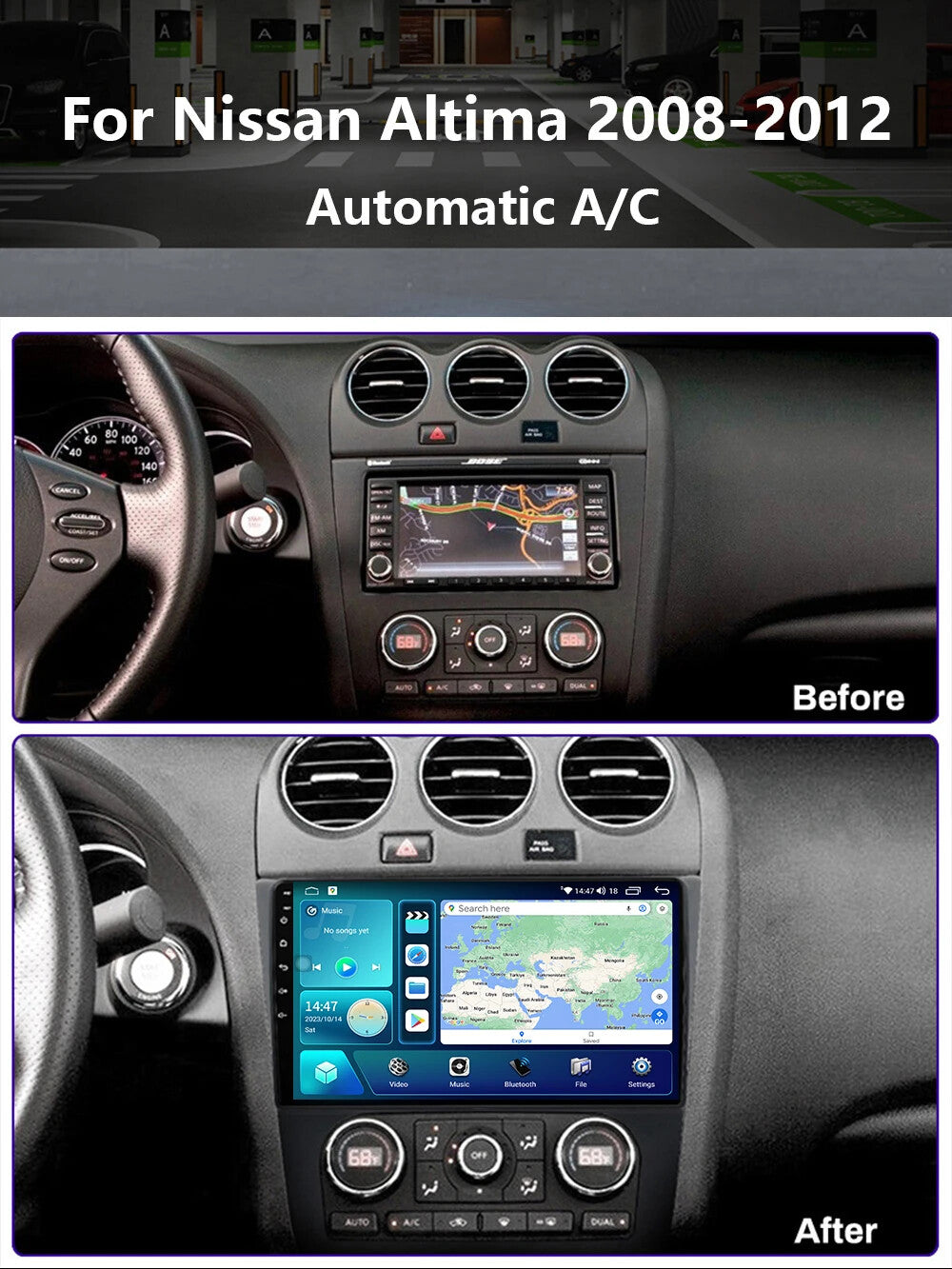 for Nissan Teana for Altima 2008-2012 GPS CarPlay Car Radio Multimedia Stereo Screen