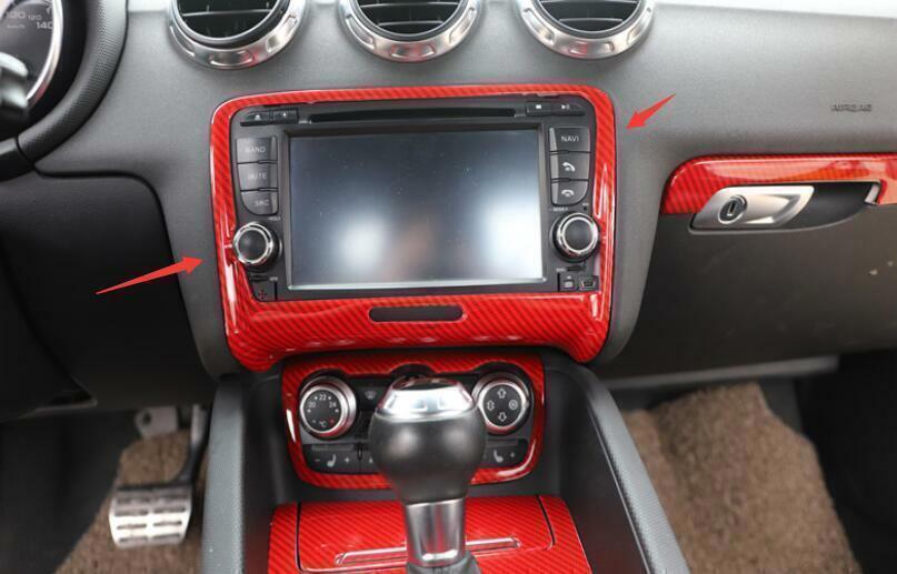 for Audi TT 2008-2014 Red Carbon Fiber Central Control Navigation Frame Trim 1P