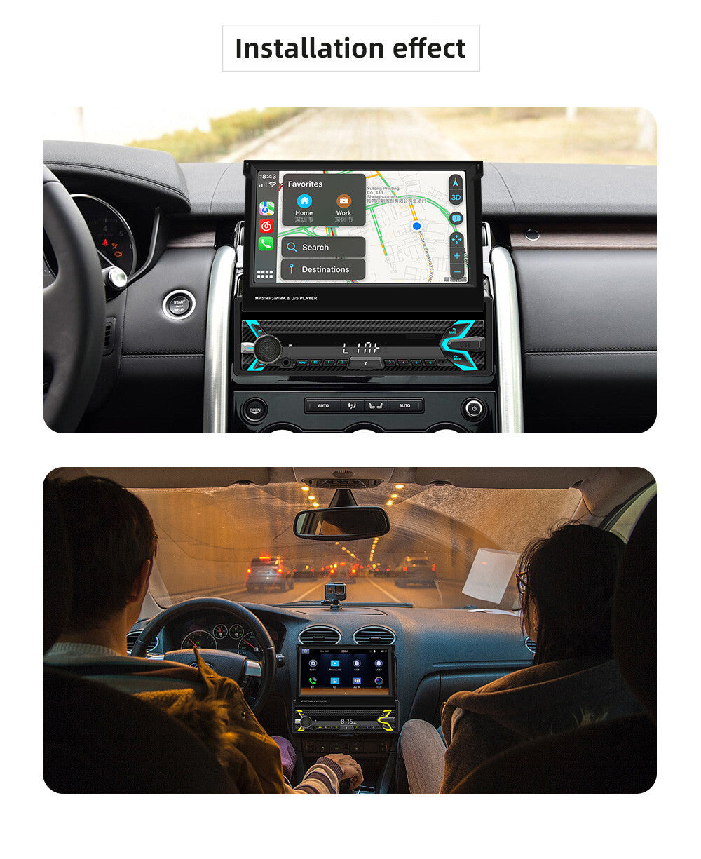Single Din 7in Car Stereo Radio For Carplay Android Auto Bluetooth Mirror Link