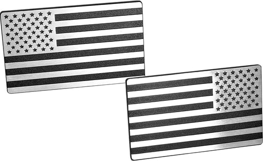 Car side fender rear badge sticker American flag chrome black for Cadillac 2x