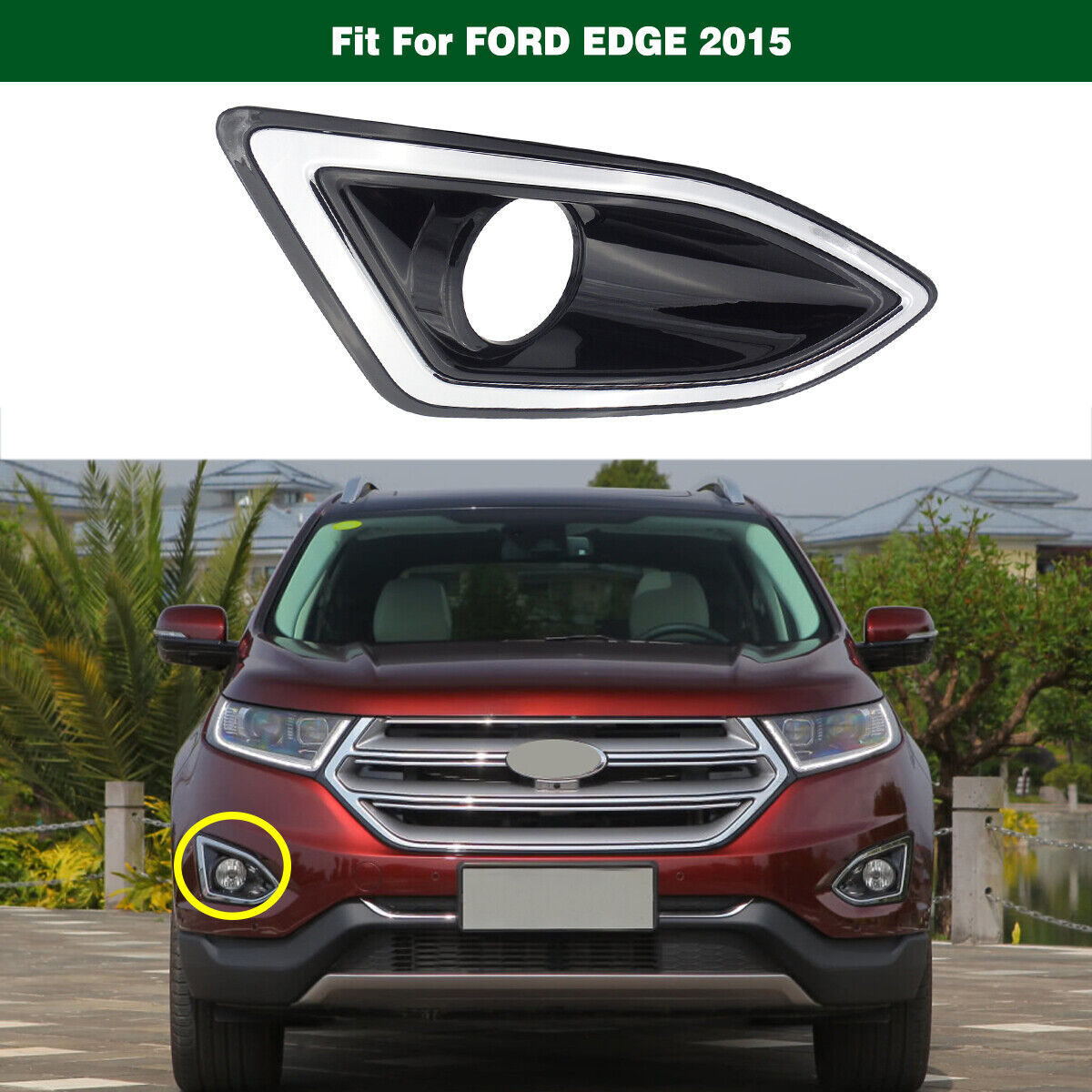 Front Fog Light Lamp Cover Bezel Trim Right Passenger Side for Ford Edge 2015