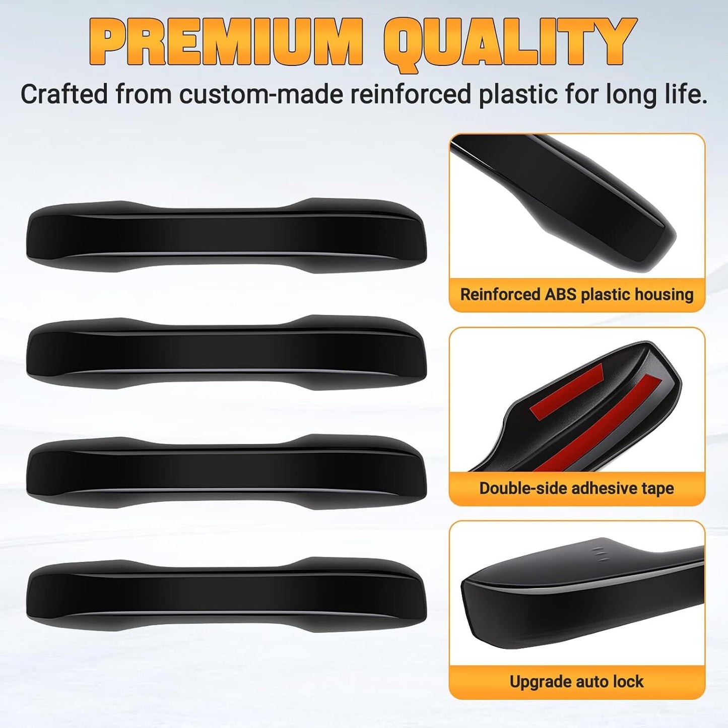4-piece gloss black door handle cover trim for 2022-2024 for Honda for Civic , Accord, CR-V, HR-V