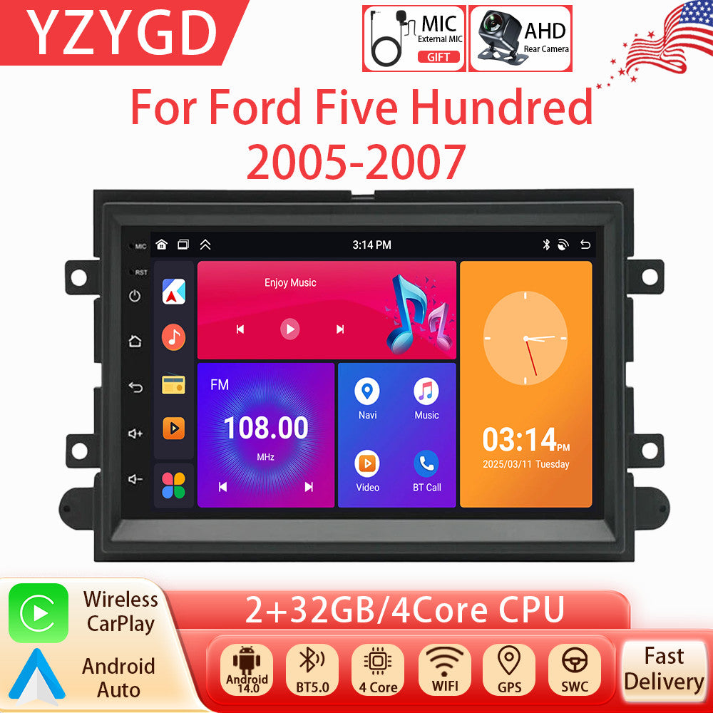 Android Auto Carplay for Ford Five Hundred 2005-2007 Car Stereo Radio GPS Screen