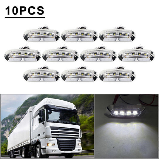10x LED Side Clearance Marker Light For Car Truck Trailer Pickup 12V 24V White
