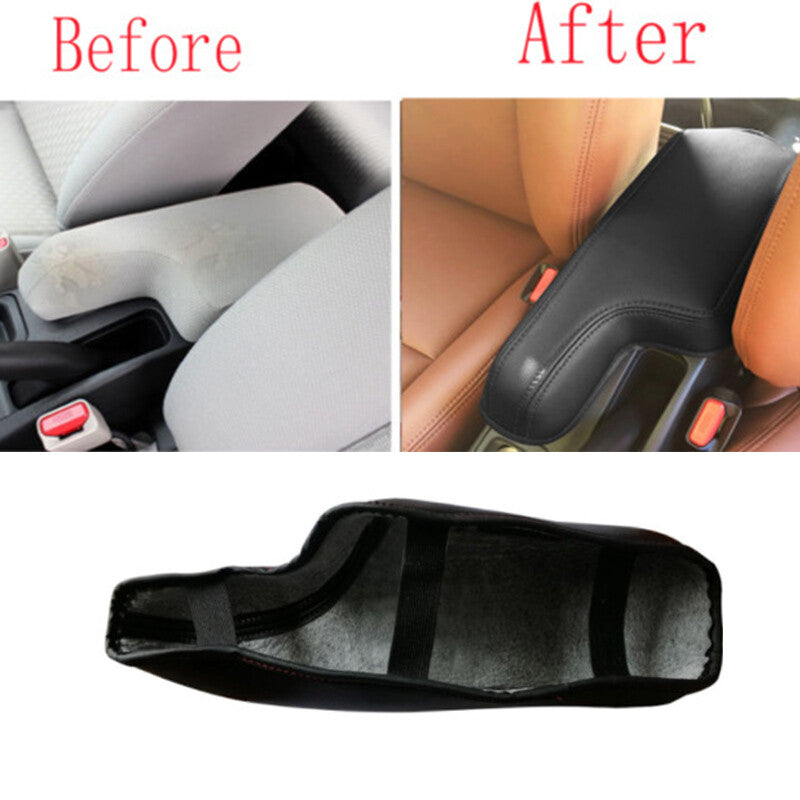 Black Leather Central Console Storage Box Cover Trim Fit for Honda Fit 2014-20