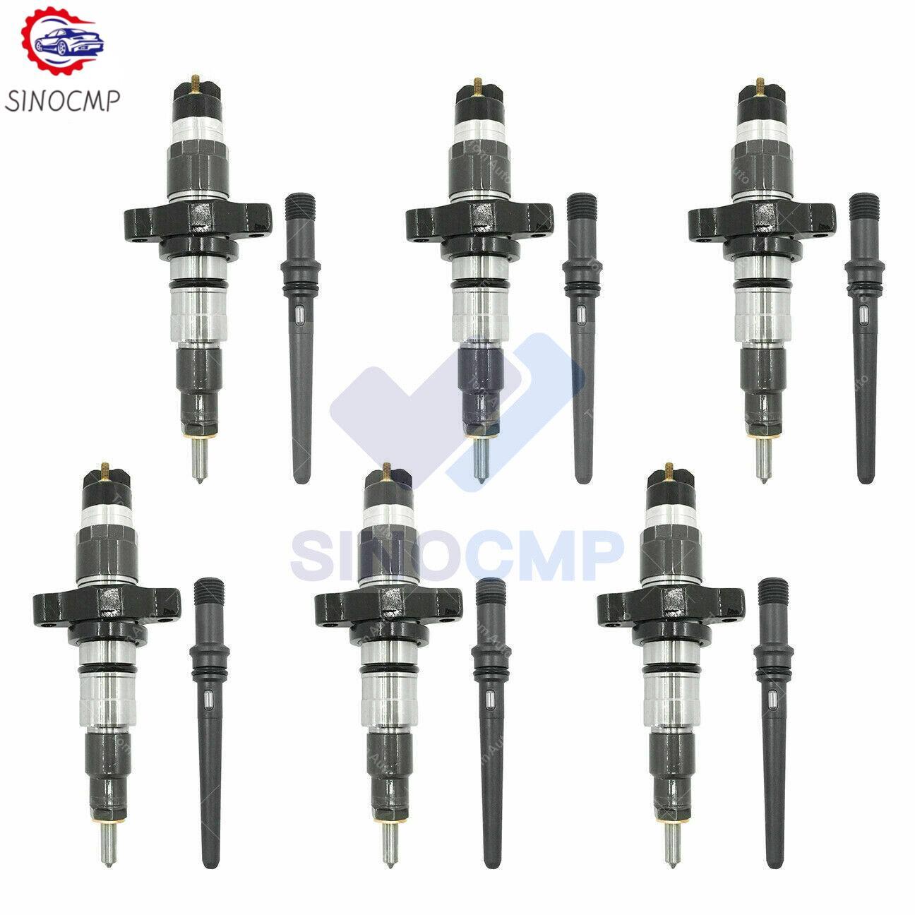 6x 0445120255 Diesel Injector w/ Connector Tube For 03-05 5.9L for Dodge for Ram