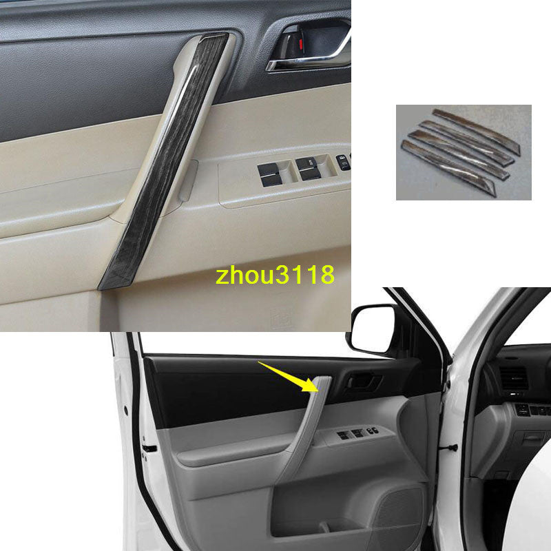 4X Black Wood Grain Interior door handle Cover Trims for Toyota Highlander 08-13