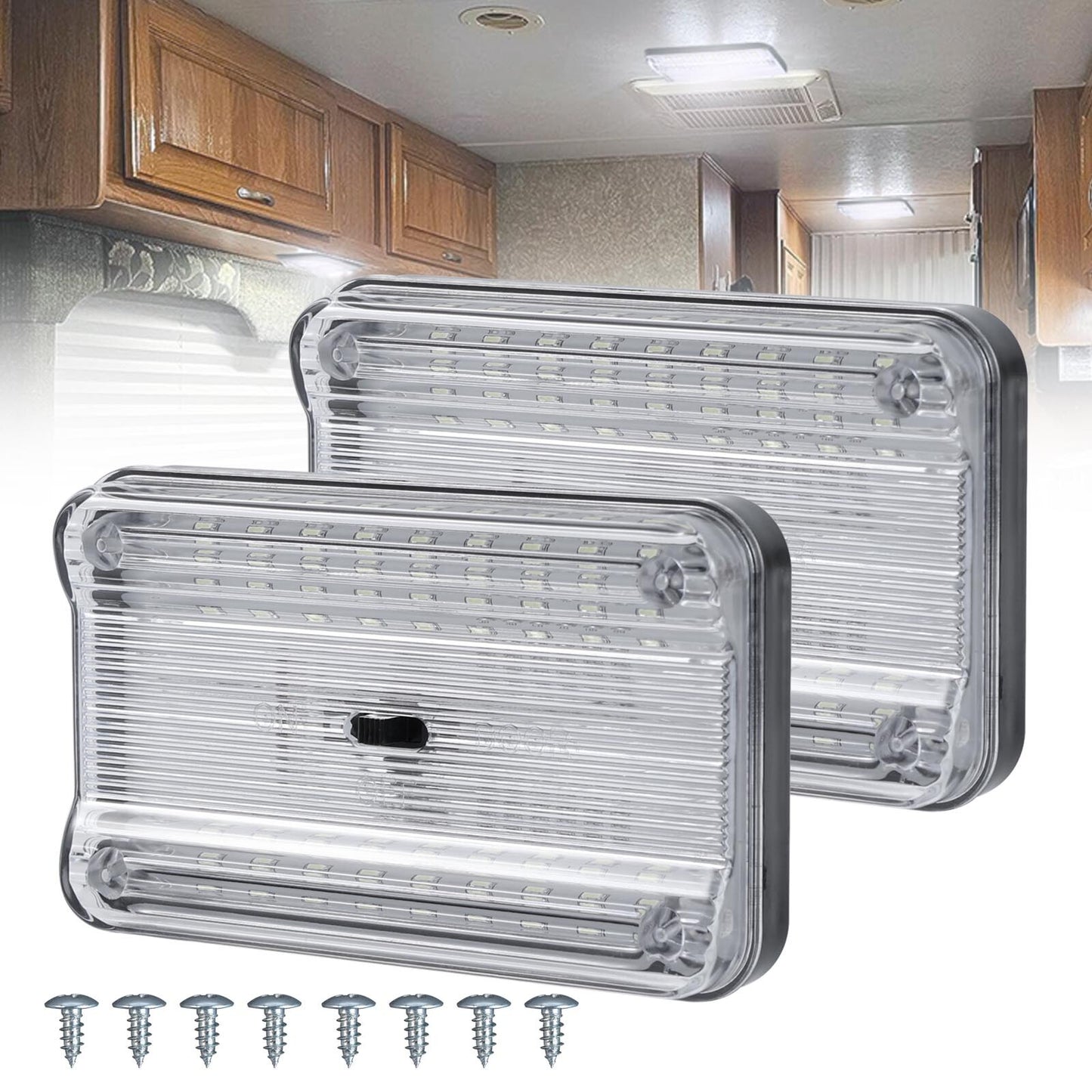 6000K Rectangle 12V Carvan Ceiling Reading Lamps Interior Lights 36LED Universal