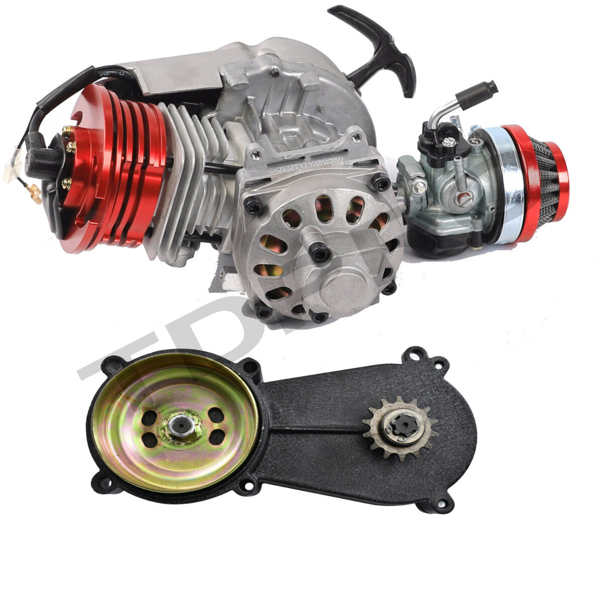 Big Bore Racing 49cc/50cc 2-stroke engine motor kit for scooters, pocket bikes, and all-terrain vehicles.