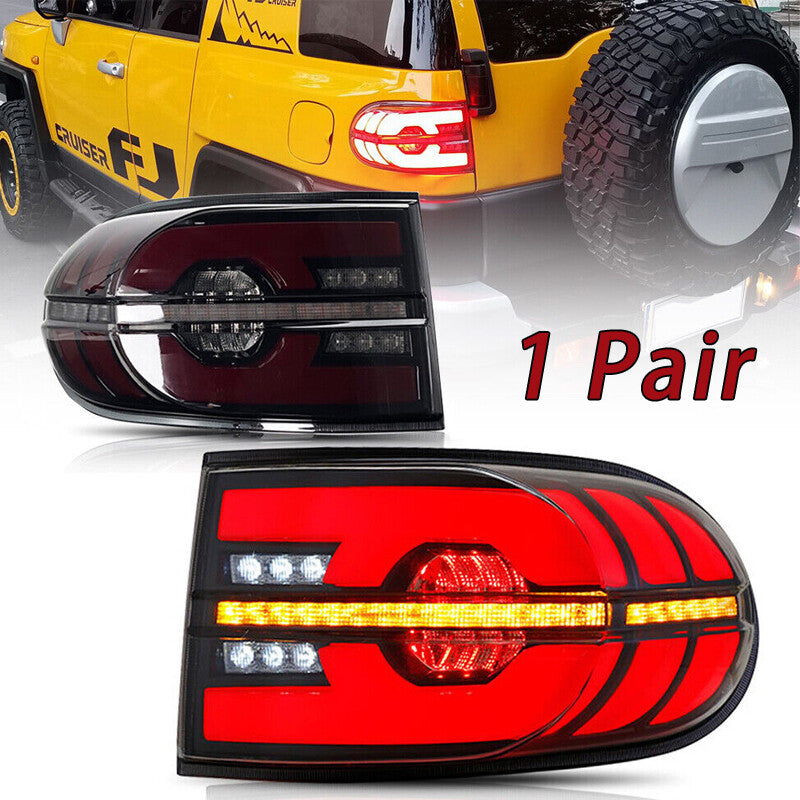 Smoked LED taillights for Toyota FJ Cruiser 2006-2020 rear light assemblies (pair).