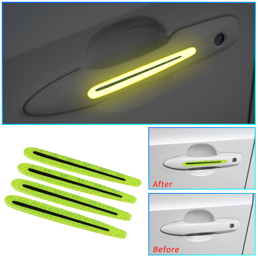 3D fluorescent green Car Door Handle Door Bowl Warning Sticker Exterior Trim